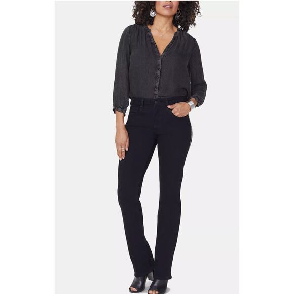 NYDJ Marilyn Tummy-Control Zipper Embellished Straight-Leg Jeans SIze 0 NWT - Picture 3 of 15